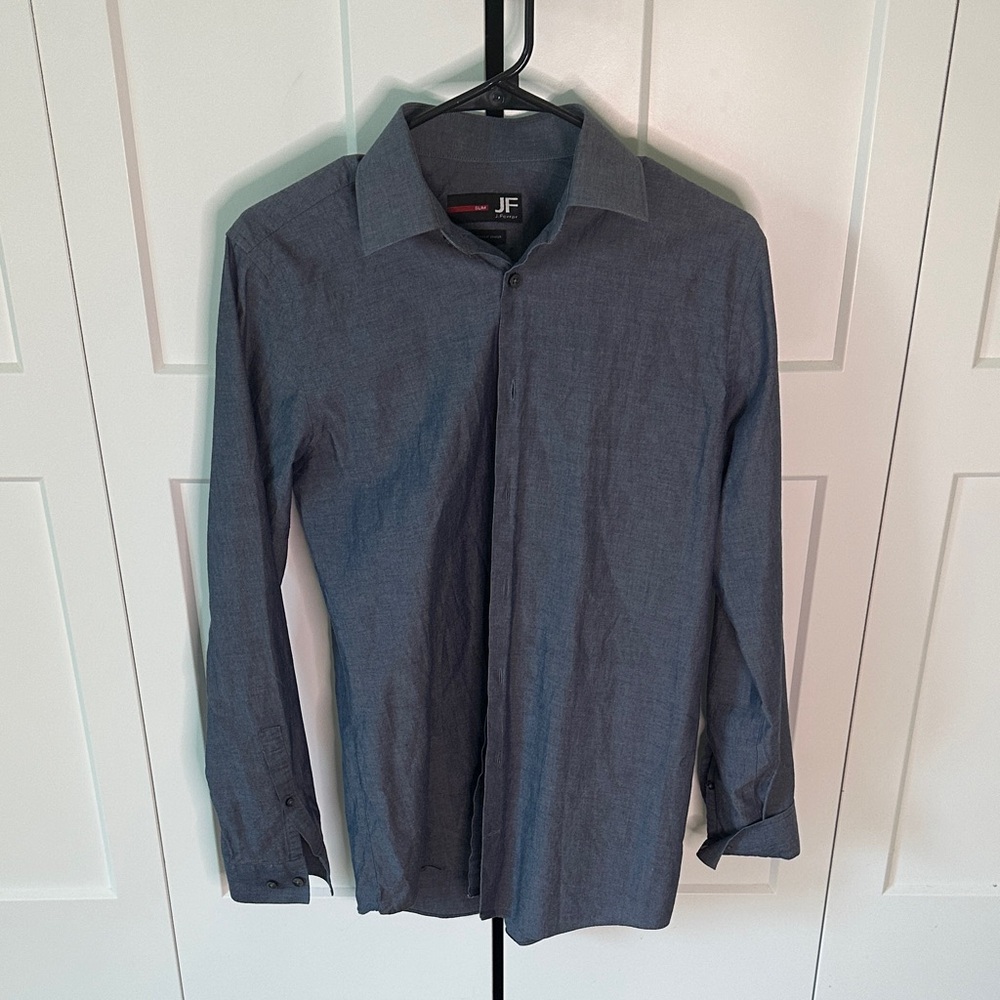 JF J.Ferrar Charcoal Dress Shirt